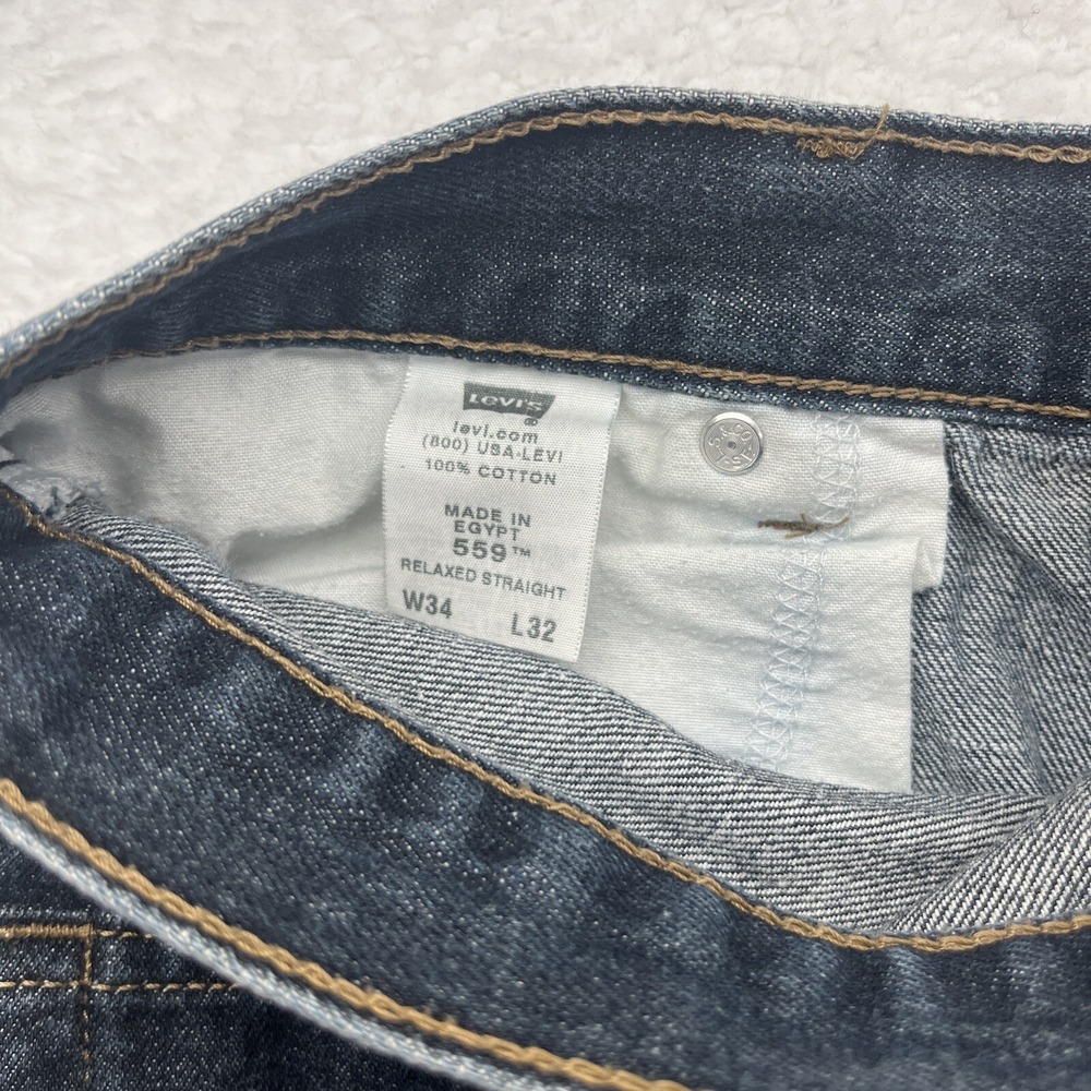 Levi's Jeans Mens 34x32 Blue 559 Denim Relaxed Straight Dark Wash actual 32x30 - Picture 10 of 16